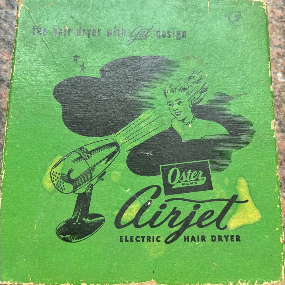 Vintage Oster Airjet Electric Hair Dryer in Bright Green